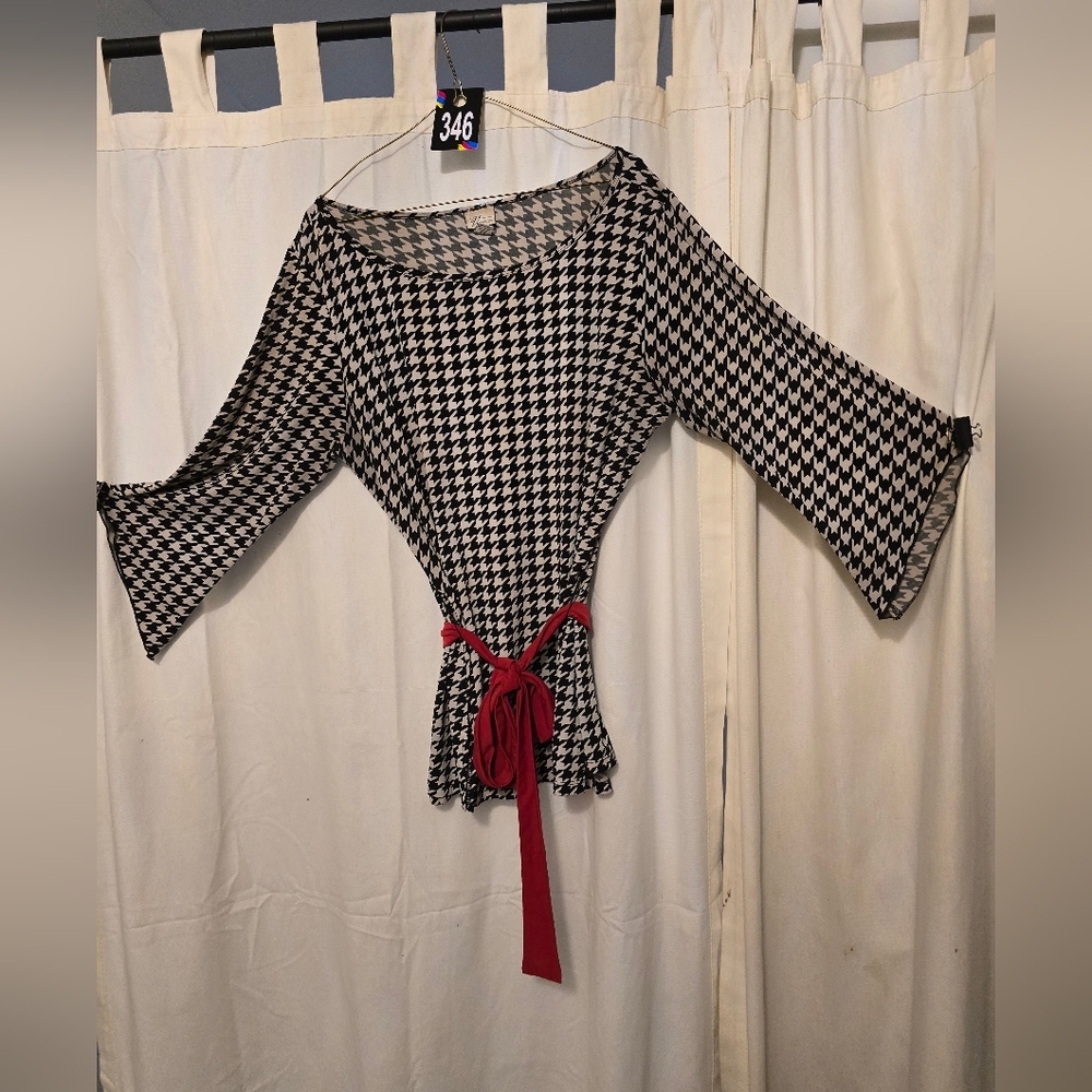 #346 Houndstooth belted tunic
